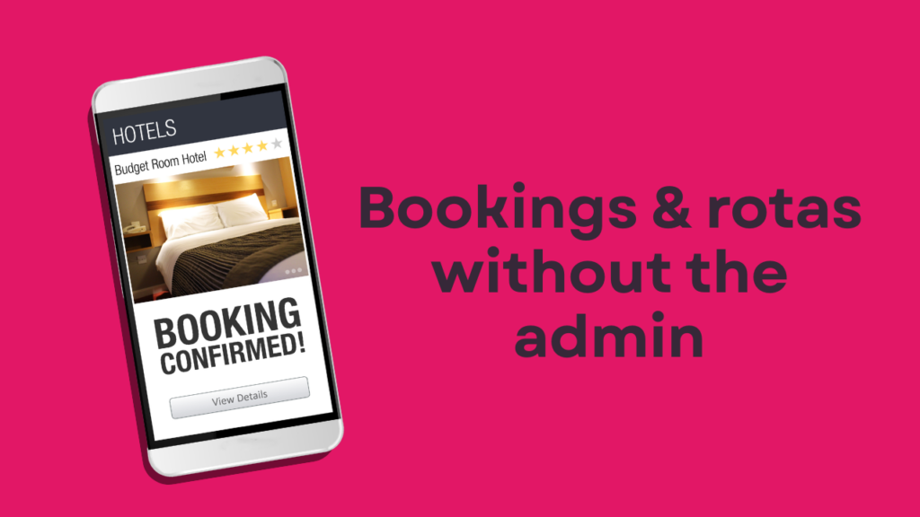 phone with a hotel booking. Booking and rotas without the admin