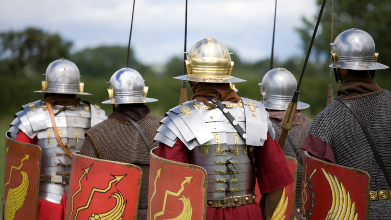 The roman legion problem. A group of romans walking away